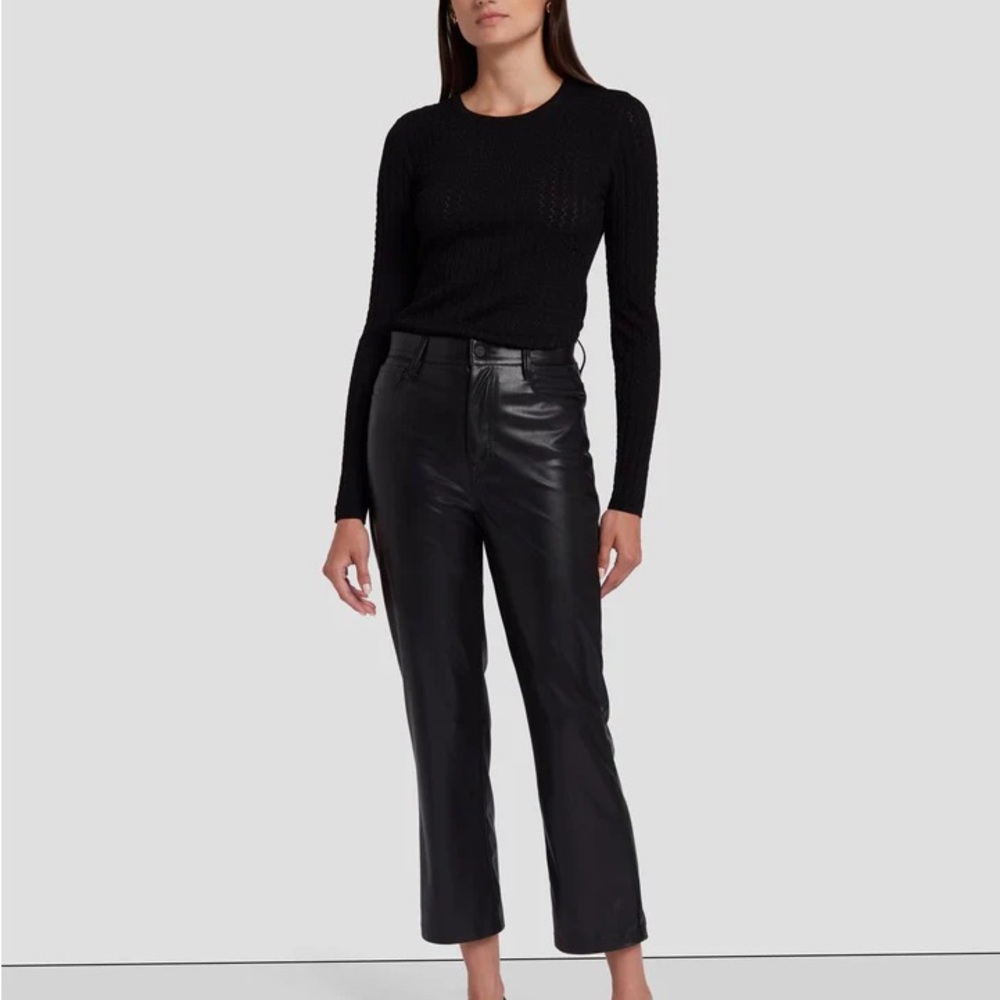 7 For All Mankind Faux Leather Womens 34 Slim Kick Flare Y2K concert grunge arts - Picture 5 of 12